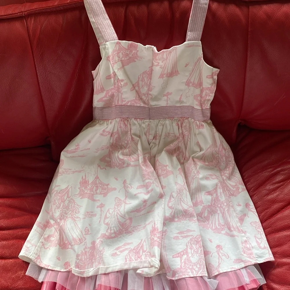 Disney Princess Girl’s Pink and White Toile Dress